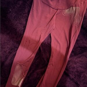 adidas Maroon Leggings with Wave Design